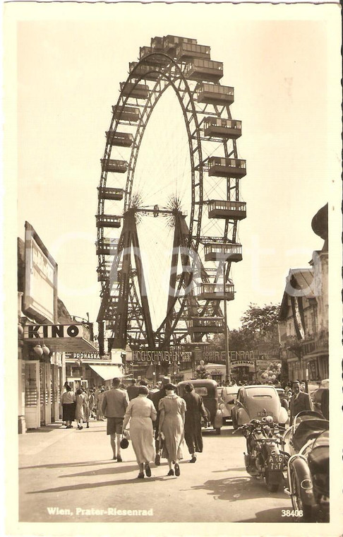 1951 WIEN (AUSTRIA) Ruota panoramica del PRATER Riesenrad *Cartolina FP VG 