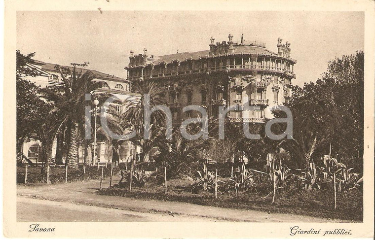 1930 ca SAVONA Panorama con i giardini pubblici *Cartolina FP NV