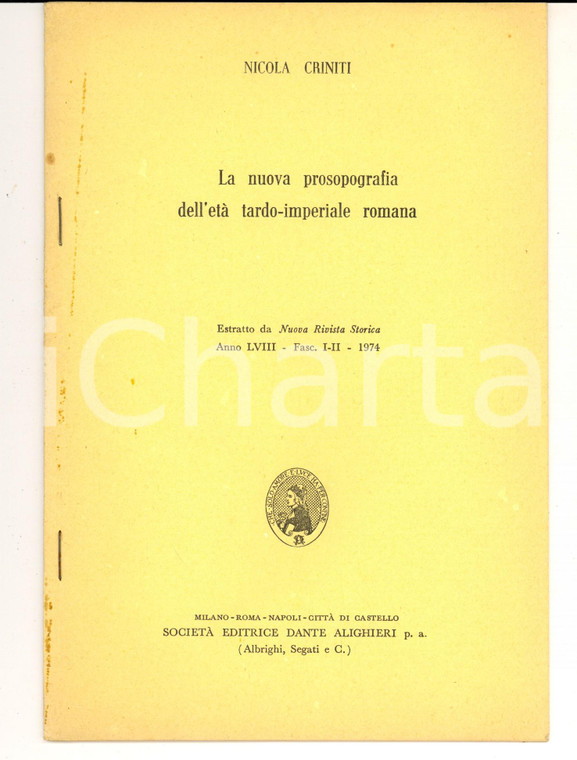 1974 Nicola CRINITI La nuova prosopografia dell'età tardo-imperiale romana