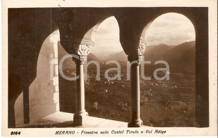 1926 MERANO (BZ) Panorama da CASTEL TIROLO della VAL D'ADIGE *Cartolina FP VG