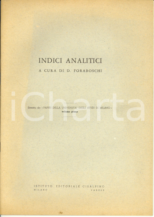 1966 Daniele FORABOSCHI Indici Analitici da Papiri Università Studi Milano