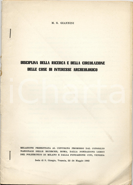 1962 M. S. GIANNINI Ricerca e circolazione delle cose di interesse archeologico