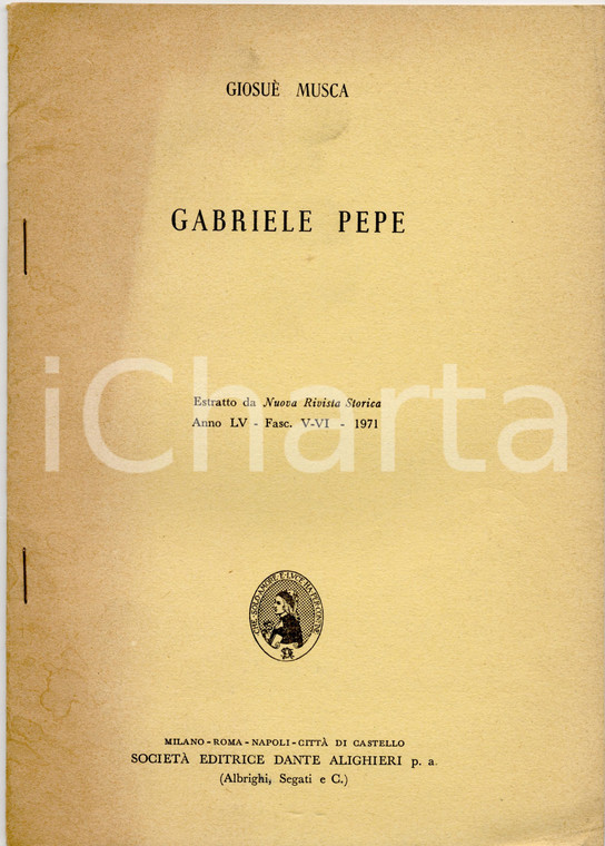 1971 Giosué MOSCA Ricordo di Gabriele PEPE - 20 pp.