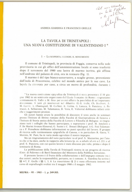 1977 Andrea GIARDINA Francesco GRELLE La tavola di Trinitapoli