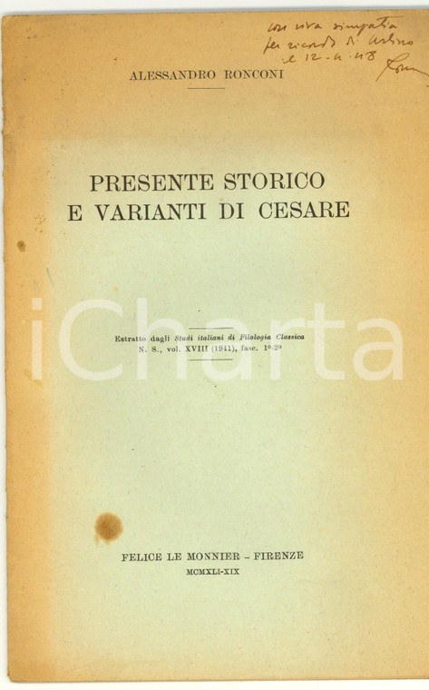 1941 Alessandro RONCONI Presente storico e varianti