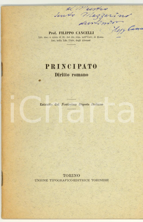 1966 Filippo CANCELLI  Principato Diritto Romano Autog.