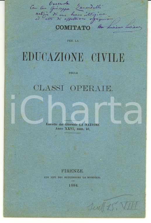 1884 Educazione civile classi operaie Luciano LUCIANI