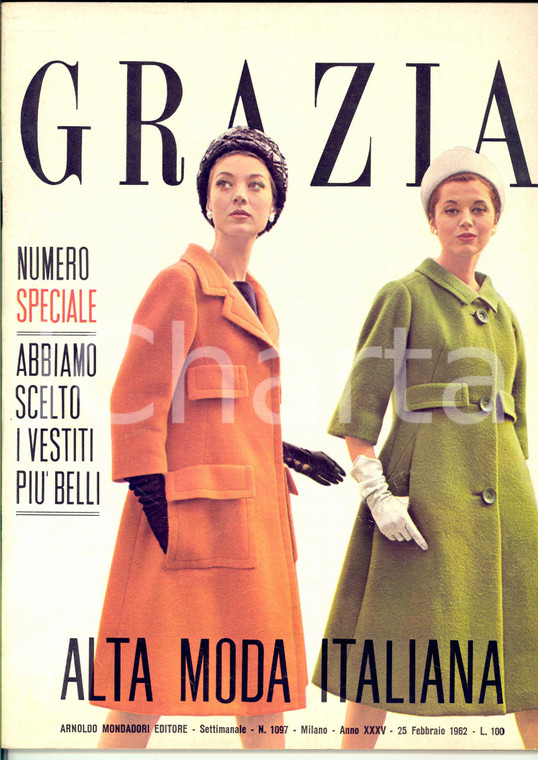 1962 GRAZIA Numero speciale ALTA MODA ITALIANA *Rivista femminile VINTAGE