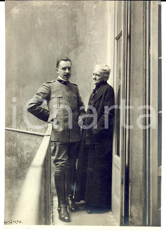 1918 WW1 Ritratto di un tenente di ARTIGLIERIA con l'anziana madre *Foto