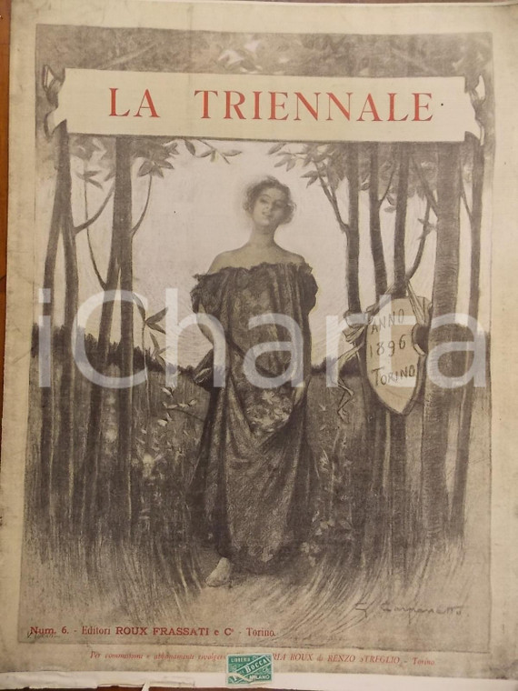 1896 TORINO LA TRIENNALE Giornale d'arte n° 6 - Stampa all'interno ALLA FONTE