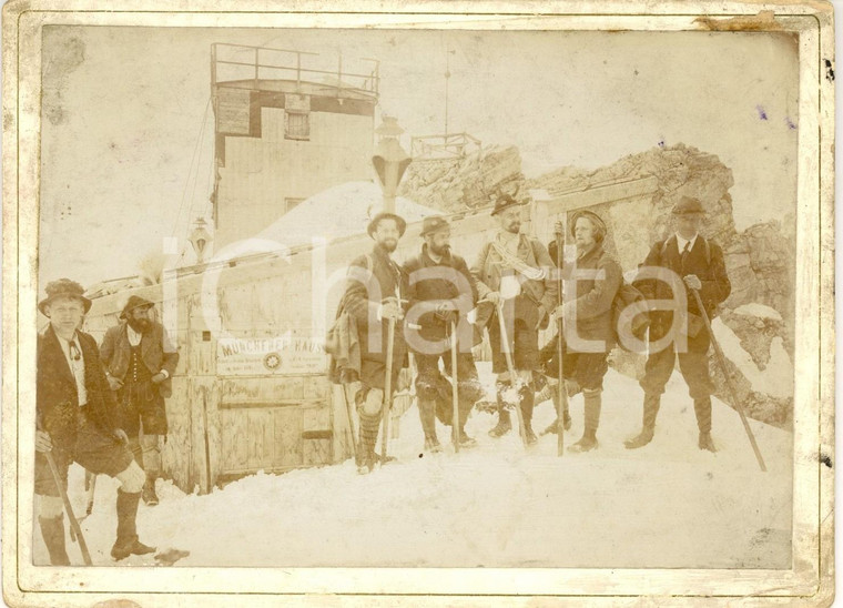 1900 ca ZUGSPITZE (D) Alpinisti in vetta presso la MUNCHNER HAUS *Foto RARA