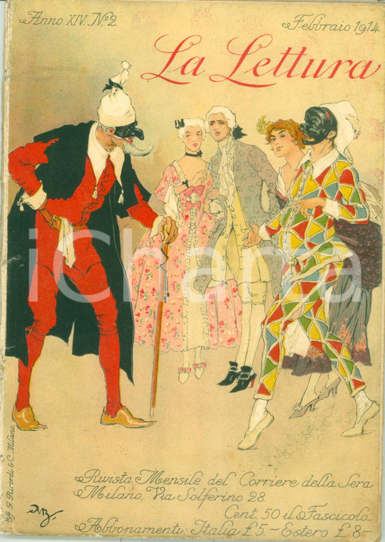 1914 LA LETTURA Ettore ROMAGNOLI Commedia di PULCINELLA antica GRECIA ILLUSTRATA