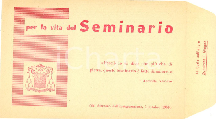 1958 TRIESTE Seminario Vescovile Busta TEMPORA estive Giubileo Antonio SANTIN