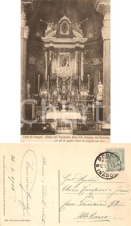 1915 POMPEI (NA) Santuario SS.mo Rosario *Cartolina Erminia TEMPINI