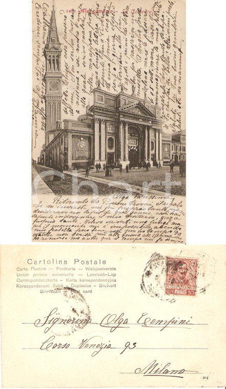 1900 ca ALESSANDRIA La Cattedrale *Cartolina postale FP VG