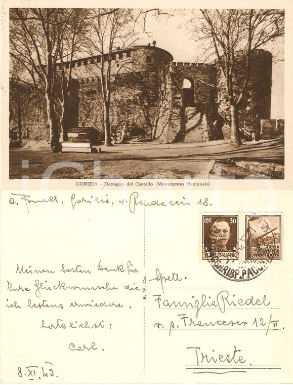1942 GORIZIA Dettaglio del castello Monumento Nazionale *Cartolina FP VG