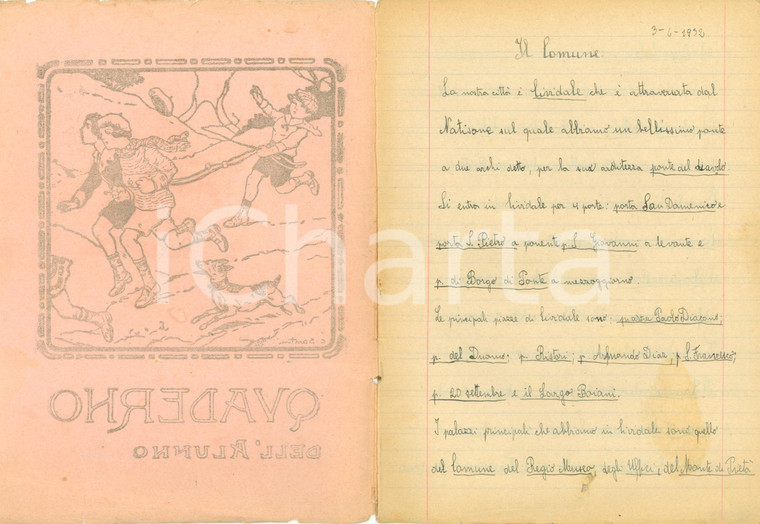 1932 CIVIDALE DEL FRIULI (UD) Tema scolastico sul Comune storia e geografia