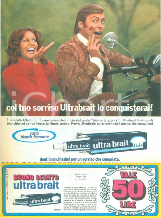 1972 Dentifricio ULTRABRAIT Pubblicità con buono sconto