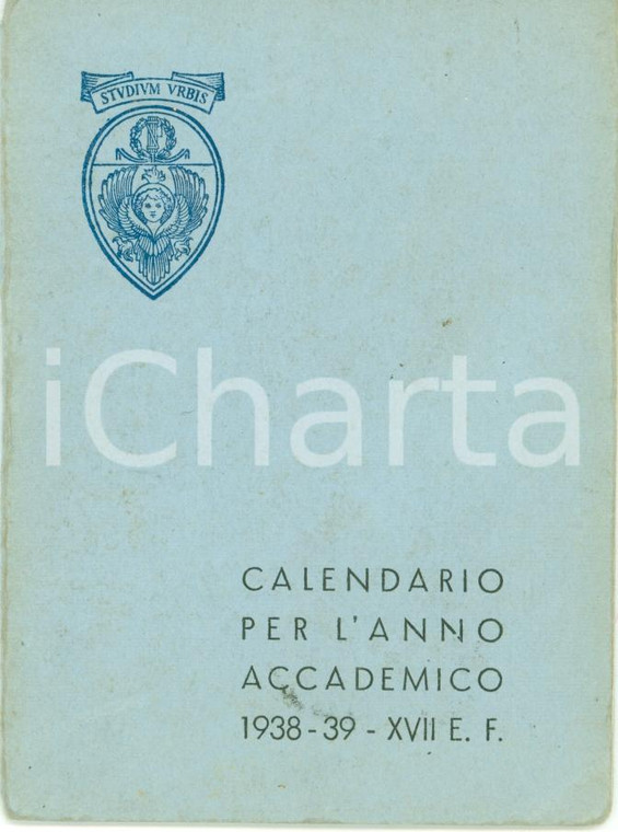 1938 ROMA Università LA SAPIENZA Calendarietto STUDIUM URBIS