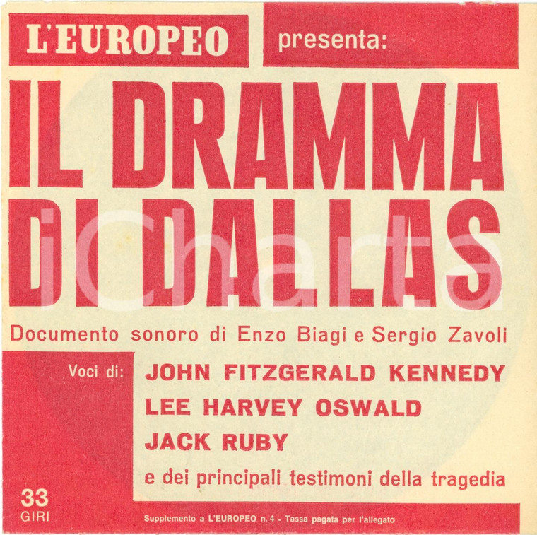 1967 OMICIDIO John F. KENNEDY Disco 33 giri Enzo BIAGI Sergio ZAVOLI Interviste