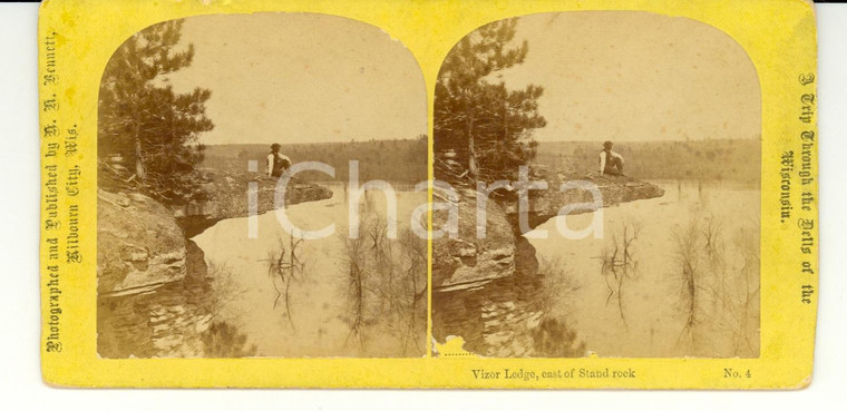 1890 WISCONSIN RIVER (USA) WIZOR Ledge - Stereoscopy BENNETT
