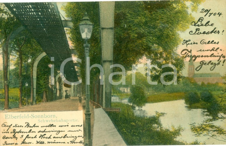 1904 WUPPERTAL (DE) Teleferica ELBERFELD per SONNBORN Cartolina ILLUSTRATA FP VG