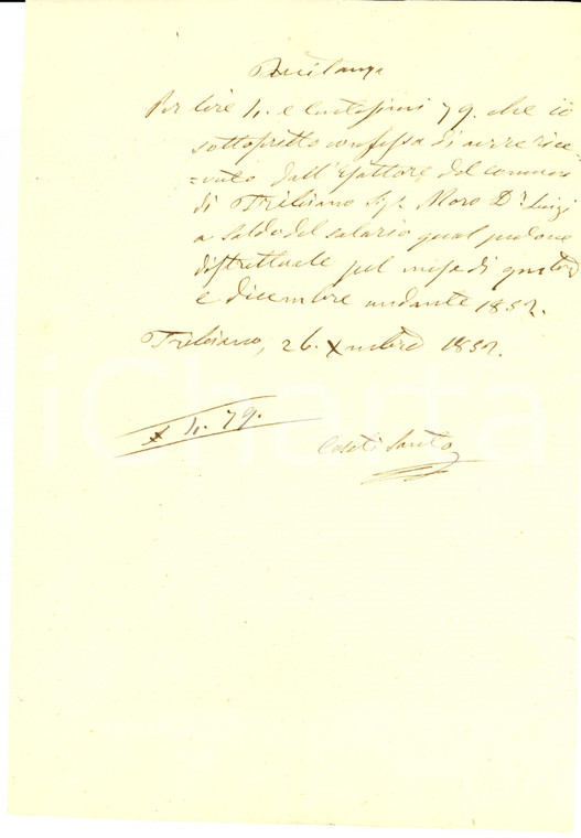 1852 TRIBIANO (MI) Stipendio Santo CASATI pedone distrettuale