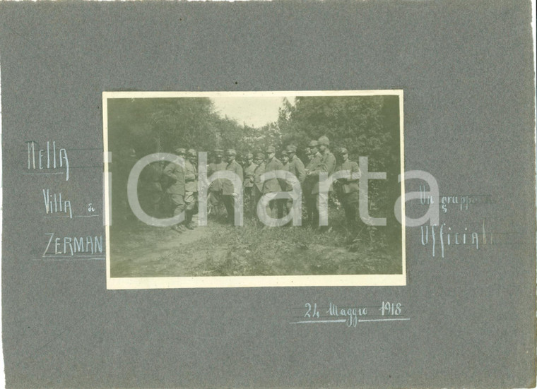 1918 MOGLIANO VENETO WWI Ufficiali 82° Reggimento Fanteria Villa ZERMAN *Foto