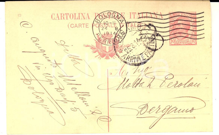 1914 BOLOGNA Cartolina AUGUSTO MELLONI & C. a MOTTA E PEROLARI FP VG