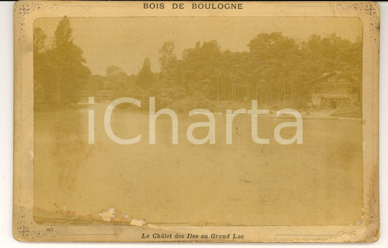 1880 ca PARIS BOIS DE BOULOGNE Chalet des Iles au Grand Lac *Foto VINTAGE 17x11