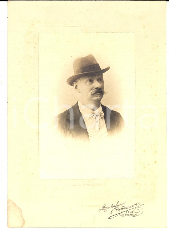 1890 ca COMO Ritratto maschile con il cappello *Foto MONTORFANO & TETTAMANTI