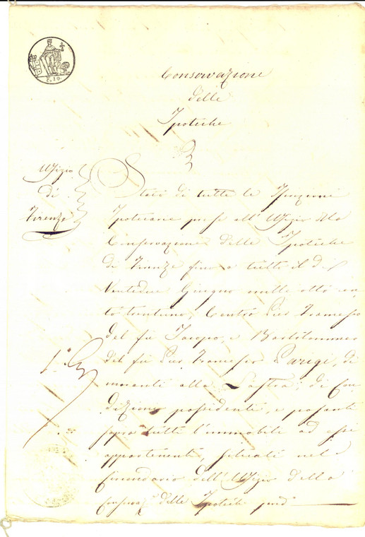 1831 LASTRA A SIGNA (FI) Crediti conte Giuseppe NICCOLINI su beni PARIGI