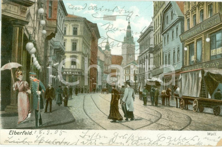 1905 WUPPERTAL (DE) Rione commerciale di ELBERFELD *Cartolina ILLUSTRATA FP VG