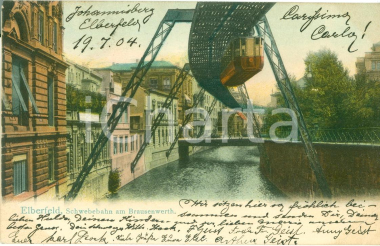 1904 WUPPERTAL (DE) Teleferica di ELBERFELD su BRAUSENWERTH Cartolina ILLUSTRATA