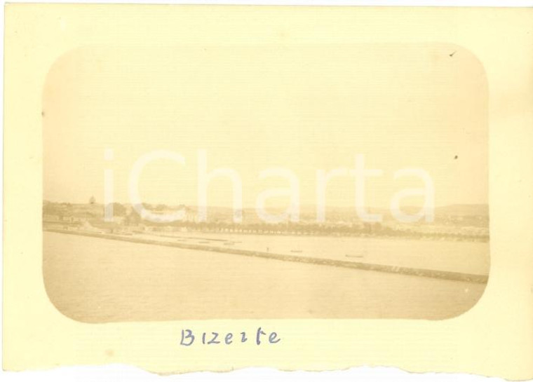 1920 BISERTA (TUNISIA) Spiaggia e cabine *Foto vintage 9 x 6 cm