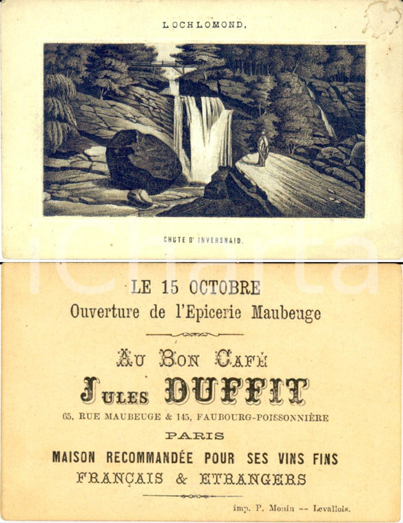 1883 PARIS Jules DUFFIT Grande épicerie de MAUBERGE Loch Lomond INVERSNAID