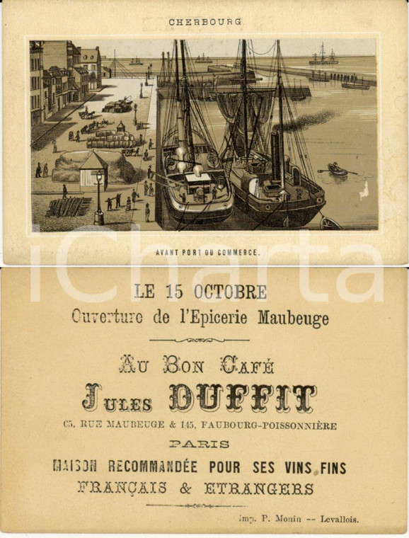 1883 PARIS Jules DUFFIT Inaugurazione Grande épicerie de MAUBERGE Cherbourg