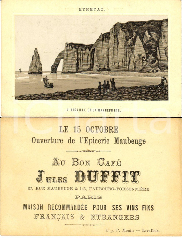 1883 PARIS Jules DUFFIT Inaugurazione Grande épicerie de MAUBERGE Etretat