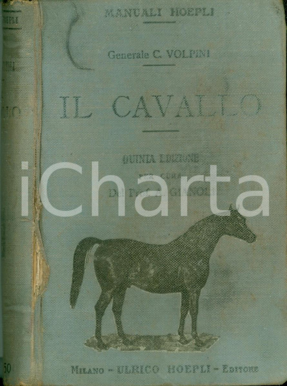 1917 MANUALI HOEPLI Carlo VOLPINI Il cavallo Quinta edizione ampliata ILLUSTRATA