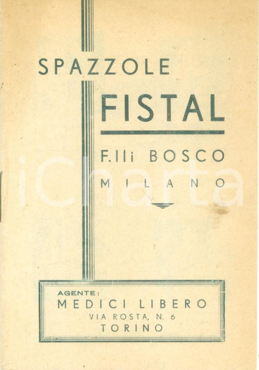 1935 ca TORINO Spazzole FISTAL dei Fratelli BOSCO *Catalogo ILLUSTRATO