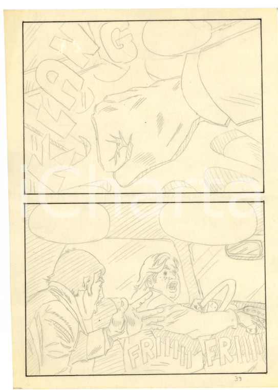 1970 Fumetto erotico LANDO pericolo Tavola originale a matita su lucido LUBE