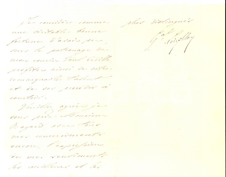 1884 PARIS Général LOIZOLLOY satisfait pour son portrait *Lettre AUTOGRAPHE