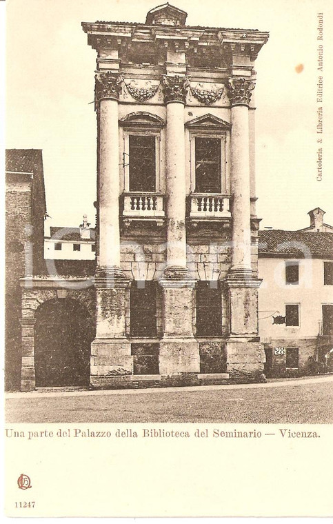 1900 ca VICENZA Palazzo della BIBLIOTECA del Seminario *Cartolina FP NV