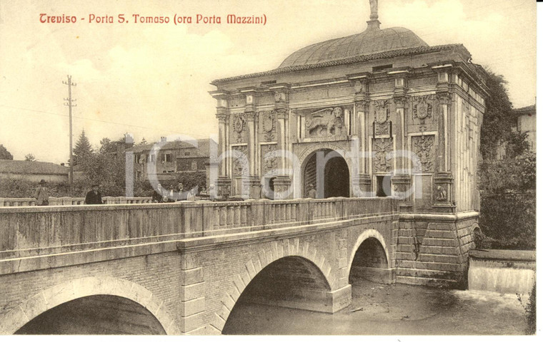 1910 ca TREVISO Veduta di Porta S. TOMASO già Porta MAZZINI *Cartolina FP NV