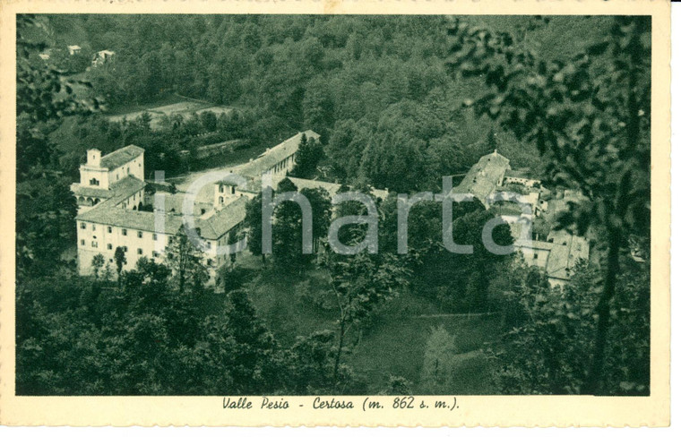 1937 CHIUSA DI PESIO (CN) Scorcio panoramico Certosa S. Maria *Cartolina FP VG