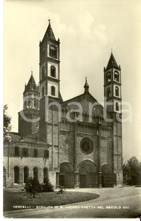 1950 VERCELLI Veduta della basilica S.ANDREA del secolo XIII *Cartolina FP VG