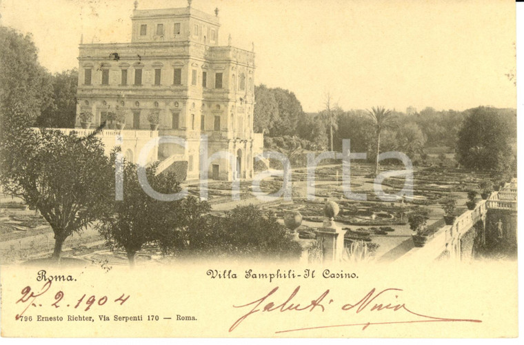 1904 ROMA Veduta del Casino di Villa PAMPHILJ  *Cartolina FP VG