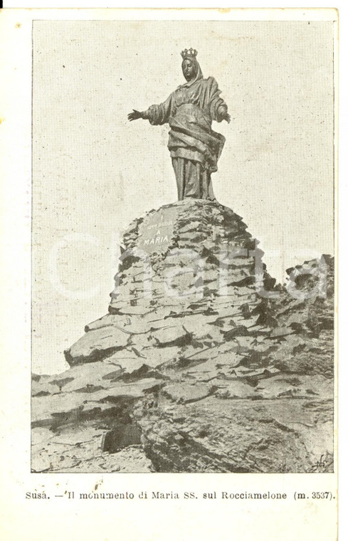 1901 SUSA (TO) Monumento di MARIA Santissima su ROCCIAMELONE *Cartolina FP VG