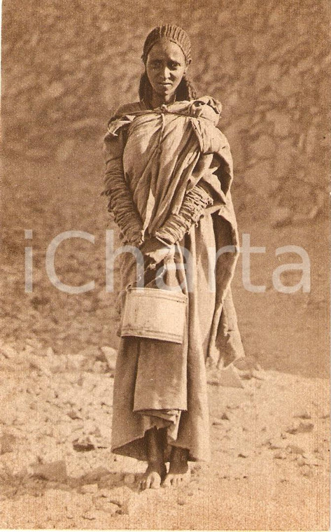 1930 ca ERITREA A.O.I. Donna indigena Altipiano Eritreo costumi tipici Cartolina