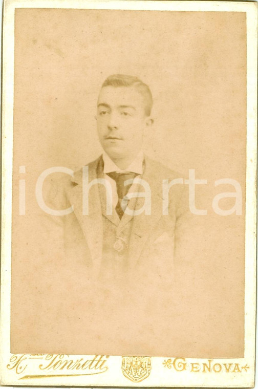 1890 ca GENOVA Ritratto giovane gentiluomo Fotografia PONZETTI